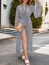 European and American new style chiffon positioning print holiday loose long-sleeved beach jacket long cardigan bikini cover-up