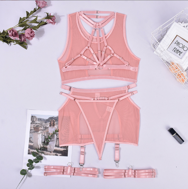 Women’s Perspective Sexy Lingerie – New Style Five-Piece Set with Straps & Intricate Craft Design