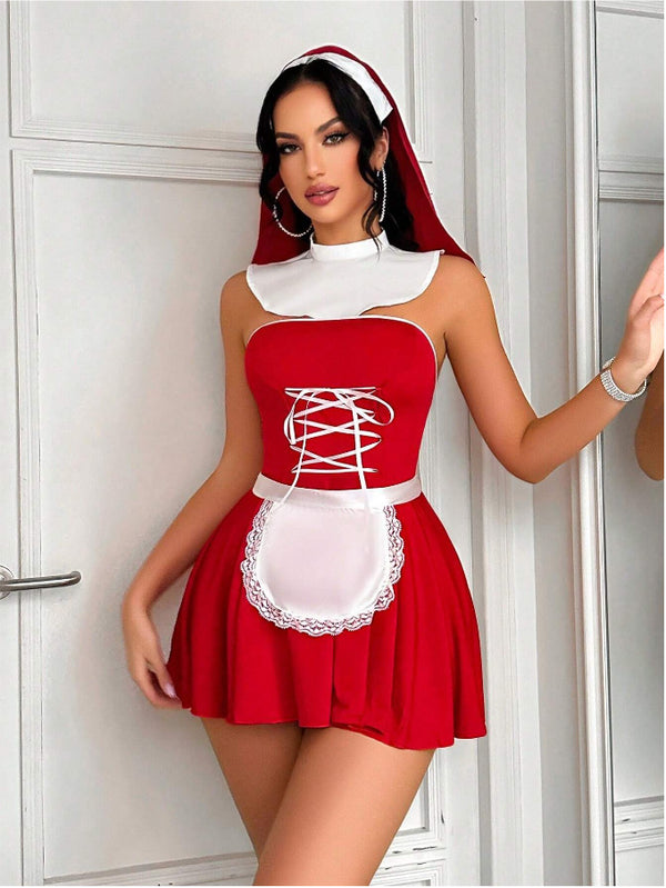 Women’s Sexy Maid Role-Play Lingerie Set – Backless & Bondage Style