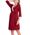 Fashion Ruffled Three-Quarter Sleeve Maternity Dress Robe Nightwear for Women