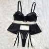 Sexy Tassel Bra Lingerie Set for Women – Sheer Mesh 3-Piece Erotic Bra, Panty & Garter Set