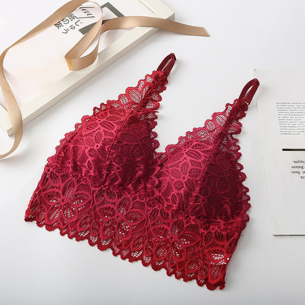 Lace Sexy Lingerie Wireless Bra For Women Padded Push Up Bralette Female Brassiere Summer Soft Backless Fashion Bras Underwear