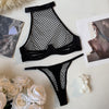 Fishnet Style Black Lingerie Set for Women – Sexy Sheer Mesh Bodysuit Nightwear