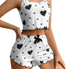 Sexy Lingerie Set with Heart Print Sweet Strap Nightwear Suit for Women
