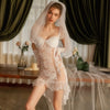 Thin Lace Perspective Mesh Long Bridal Dress Wedding Gown Nightwear Seduction Funny Role-Playing Uniform