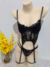 Steel Support Stocking Garter Belt One-PieceLingerie Pure Desire Lace Sexy Temptation Thong Set