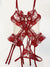 Sexy Red Lace Bodysuit Lingerie Set – Transparent Mesh Floral Embroidery Garter Teddy with Straps