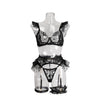 Complex Craftsmanship Metal Chain Lace Embroidery Eyelash Underwear Sex Set Detachable