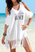 Off shoulder printed loose beach bikini swimsuit cover up jacket sunscreen short skirt