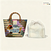 Large capacity sausage dog hand woven cabbage basket rattan woven handbag office miscellaneous carry bag picnic women's bag