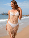 Women’s White Crochet Net Beach Dress / Swimwear Cover-Up