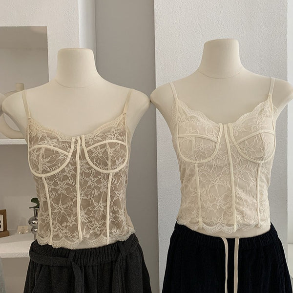 Pure Desire Style Sexy Strap Top for WomenWaistline Lace Back with Padded Soft Fleece Top