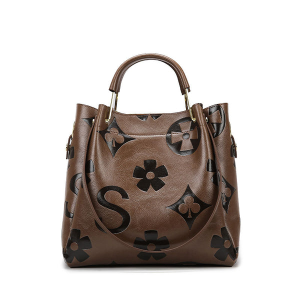 Handbag Women's Fashion Embossed Tote Bag Large Capacity Maternity Bucket Bag