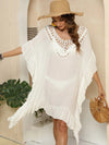 Women's hand hook patchwork ruffle edge beach skirt bikini outer cover shirt