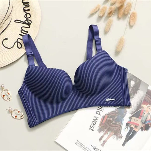 High-End Romantic Bra Set for Women – Striped Push-Up Seamless Lingerie Set
