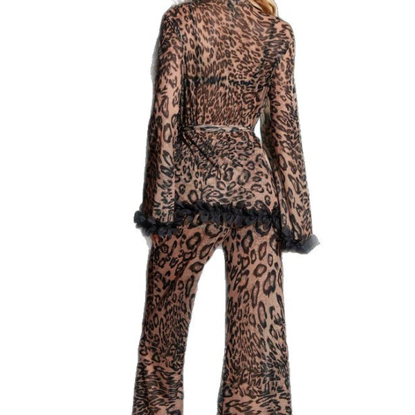 Sexy Mesh Leopard Print Lingerie Set for Women – Sheer Transparent Bra & Panty Set
