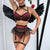 Floral Embroidery Mesh Strapless Halter Lingerie – Sexy Complex Erotic Four-Piece Set for Women