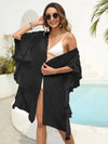 Women's loose beach vacation sun protection jacket bikini top and cover up shirt