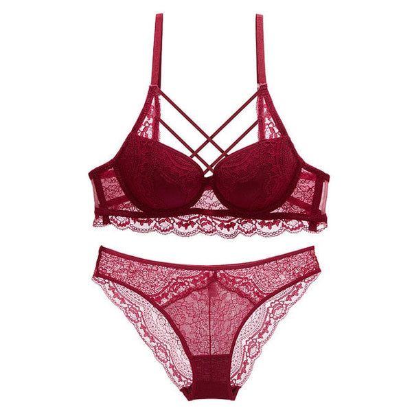 Classic Bandage Black Bra Set Push Up Brassiere Thick Cotton Underwear Set Sexy Bras Lace Embroidery Gather Women Lingerie Sets