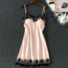 Women's Sexy Silk Nightgown – Lace Satin Babydoll Summer Sleepwear with Chest Pad