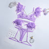 Feather Chain Lace Lingerie Set for Women – Sexy Transparent Mesh Babydoll with Strappy Chain Detail, Sheer Nightwear Sleepwear