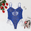 Erotic Lace Flower Embroidery Lingerie Jumpsuit for Women – Sexy Lace-Up Sheer Perspective Nightwear