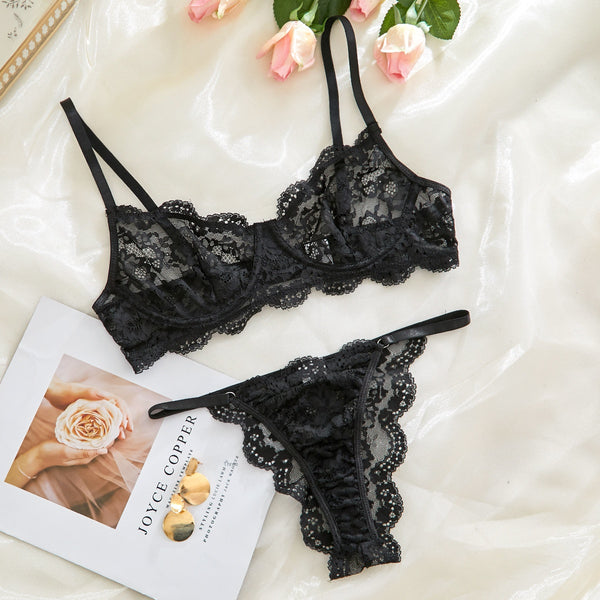 Sexy Lace Trim Sheer Lingerie Set for Women – Elegant Transparent Nightwear