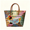 Large capacity sausage dog hand woven cabbage basket rattan woven handbag office miscellaneous carry bag picnic women's bag