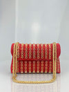 New Elegant Evening Dress Style Brooch-Adorned Clutch Bag with Rhinestones Chain Strap and Cheongsam Design for Formal Occasions