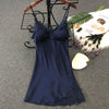 Women's Sexy Silk Nightgown – Lace Satin Babydoll Summer Sleepwear with Chest Pad