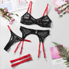 Wave point bra set mesh women's garter belt sexy lingerie women