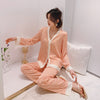 Spring Women's Pajamas Set – Luxury Style Cross Letter Print Silk-Like Sleepwear, Fashion Home Nightwear