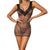 Sexy Leopard Print Strap Temptation Mesh Transparent Lingerie Sleep Dress Uniform Thong Set for Women