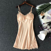 Women's Sexy Silk Nightgown – Lace Satin Babydoll Summer Sleepwear with Chest Pad