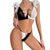 Feather Chain Two-Piece Lingerie Set for Women – Contrast Lace Patchwork Mesh Sexy Outfit