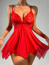 Mesh Women’s Perspective Sexy Lingerie Two-Piece Suspender Nightgown Set
