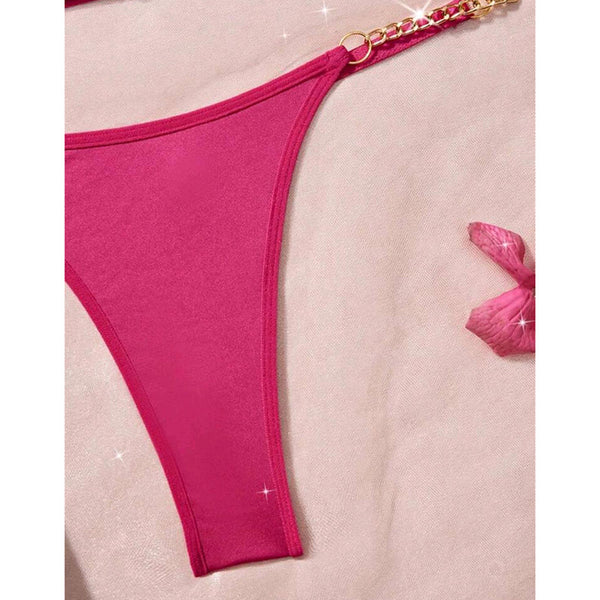 Luxury Pink Heart Chain Lingerie Set | Romantic French Style | AYEMOSH