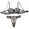 Flower Embroidery Mesh Lingerie – Sexy Two-Piece Splicing Set for Women
