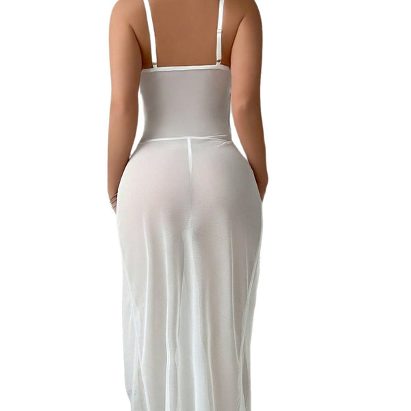 Sexy Underwear – Pure Desire Transparent Mesh Slit Nightgown, Wholesale Lingerie for Women
