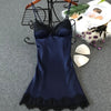 Women's Sexy Silk Nightgown – Lace Satin Babydoll Summer Sleepwear with Chest Pad