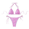 Floral triangle cup lace up sexy bikini split swimsuit for women