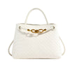 Metal rope buckle woven shoulder bag, fashionable, versatile, retro, commuter bag for women.