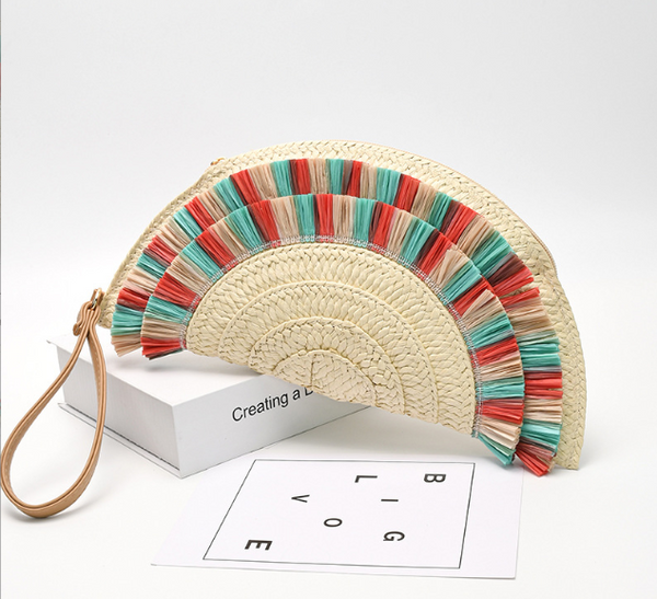 Retro woven bag tassel handbag ladies summer niche design commuting straw woven dumpling bag