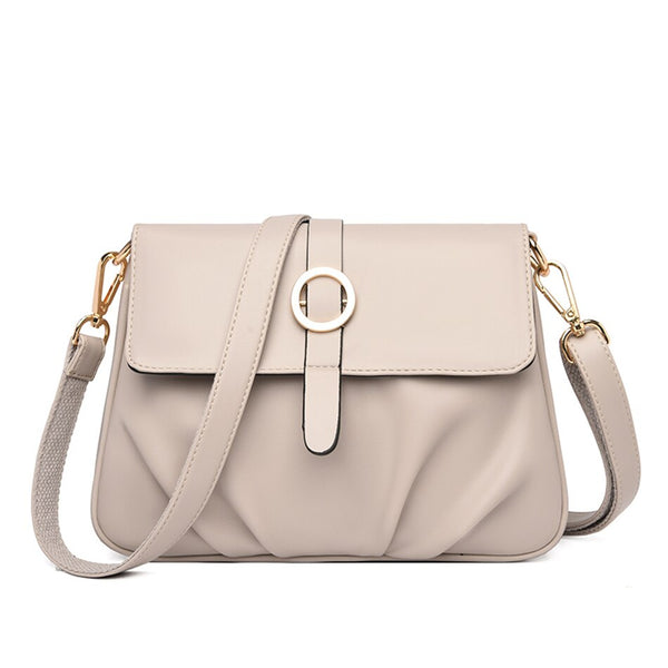 High Quality Ruched Shoulder Bag Soft Leather Luxury Handbag Women Bags Designer Crossbody Bag Female Fashion Messenger Bag