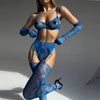 Tie-Dye Colorful Mesh Lingerie Set for Women – Sexy Five-Piece Small Bust Gathering Nightwear