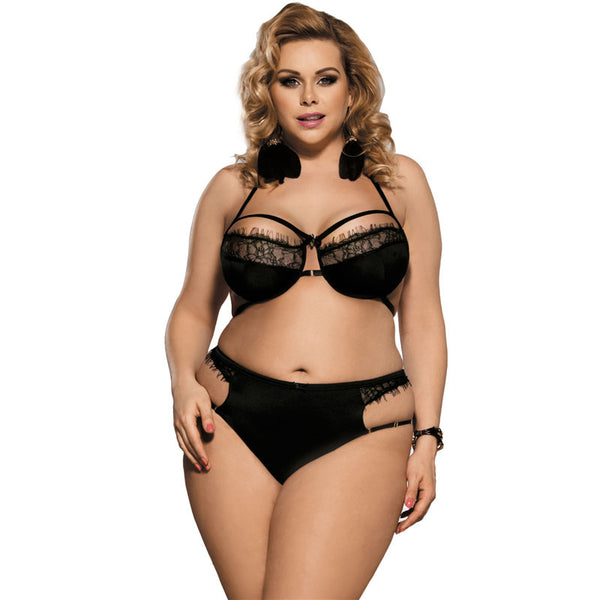 Plus Size Sexy Black Lace Lingerie for Women – Erotic Bra & Panty Set, Hot Intimate Underwear