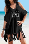 Off shoulder printed loose beach bikini swimsuit cover up jacket sunscreen short skirt
