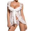 Sexy Lace Lingerie Dress Women Homewear Night Gown with G-String Panties Sleepwear Set