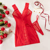 Sexy Lace Trim Nightdress for Women – Transparent Mesh Lingerie Two-Piece Set with Tie
