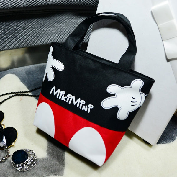 Disney fashion trend handbags casual small bag mickey mouse portable canvas bag handcuffs bag lunch box bag